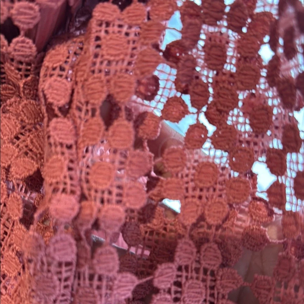 Elegant Lace Tie-Front Top in Rust - Picture 5 of 7